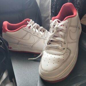 Nike Air Force 1 all whites with red sole 6.5Y- Size